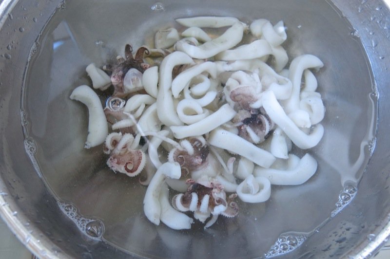 Marinated Poached Italian Seafood Salad: Insalata Frutti di Mare 3 Cleaned Squid