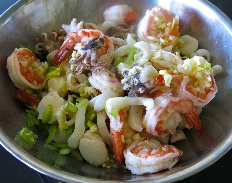 Marinated Poached Italian Seafood Salad: Insalata Frutti di Mare 5 Poached Seafood with Celery