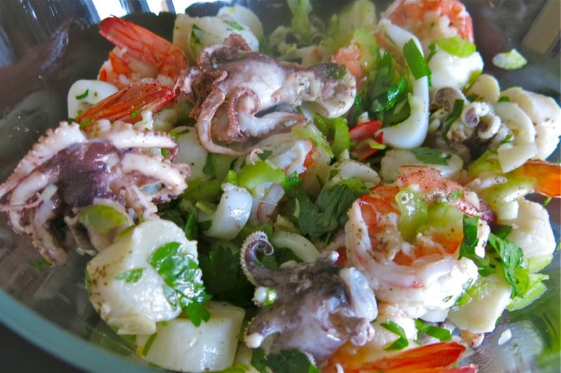 Marinated Poached Italian Seafood Salad: Insalata Frutti di Mare 8 Marinated Seafood Salad