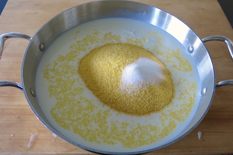 Basic Proja: A Traditional Serbian Cornmeal Dish 2 Proja ingredients in pan