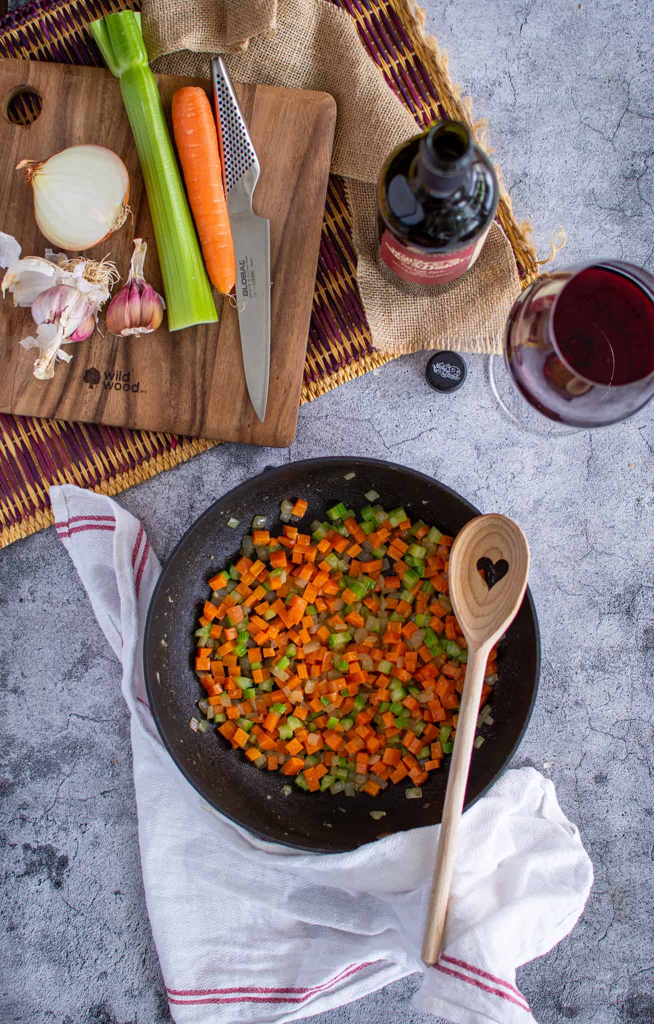 vegetables being cooked in a saucepan